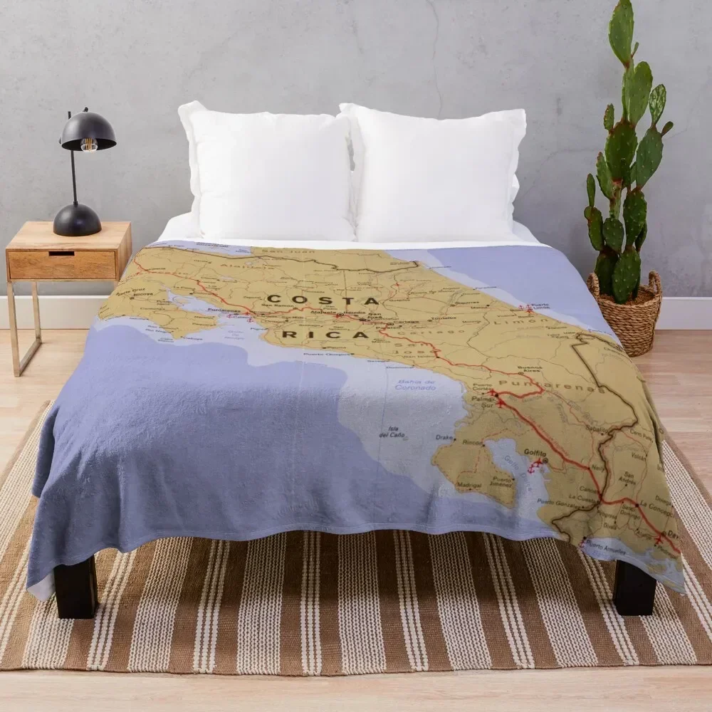 Costa Rica Map (1990) Latin America Country Atlas Throw Blanket Foldable Soft Warm Blanket for Outdoor Use