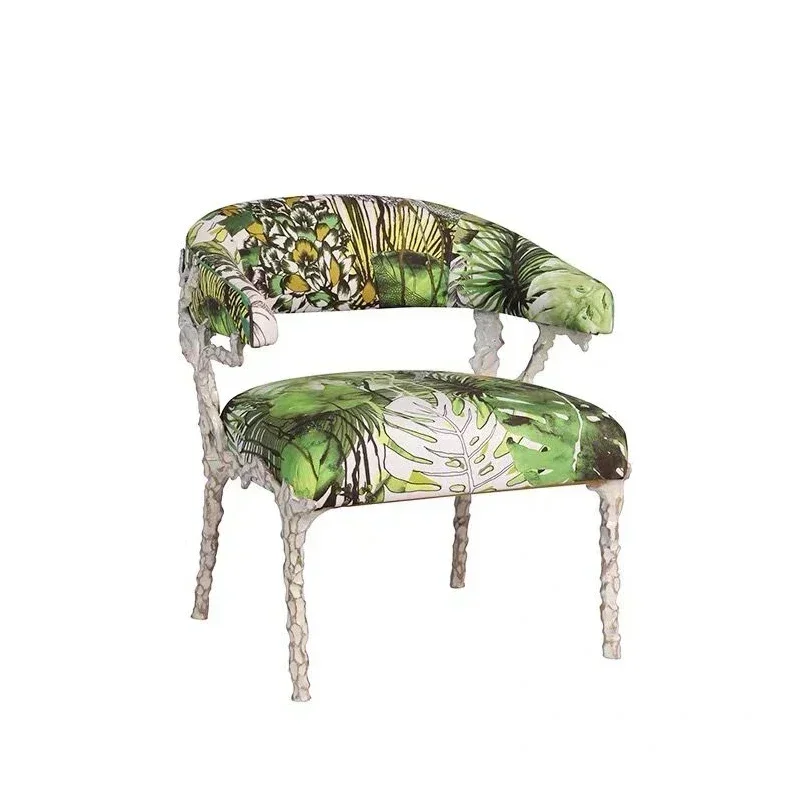

Light luxury art pure copper dining chair high sense creative post-modern villa luxury backrest leisure chair