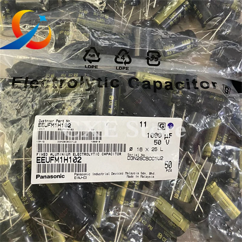 10PCS FM 50V1000UF  Volume 16X25MM  PANASONIC Electrolytic Capacitor EEUFM1H102 1000UF 50V NEW