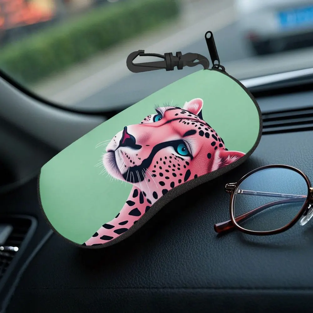 Pink Leopard Print Trendy and Functional Zippered Glasses Case, Lightweight and Practical, Designed To Store Your Eyewear