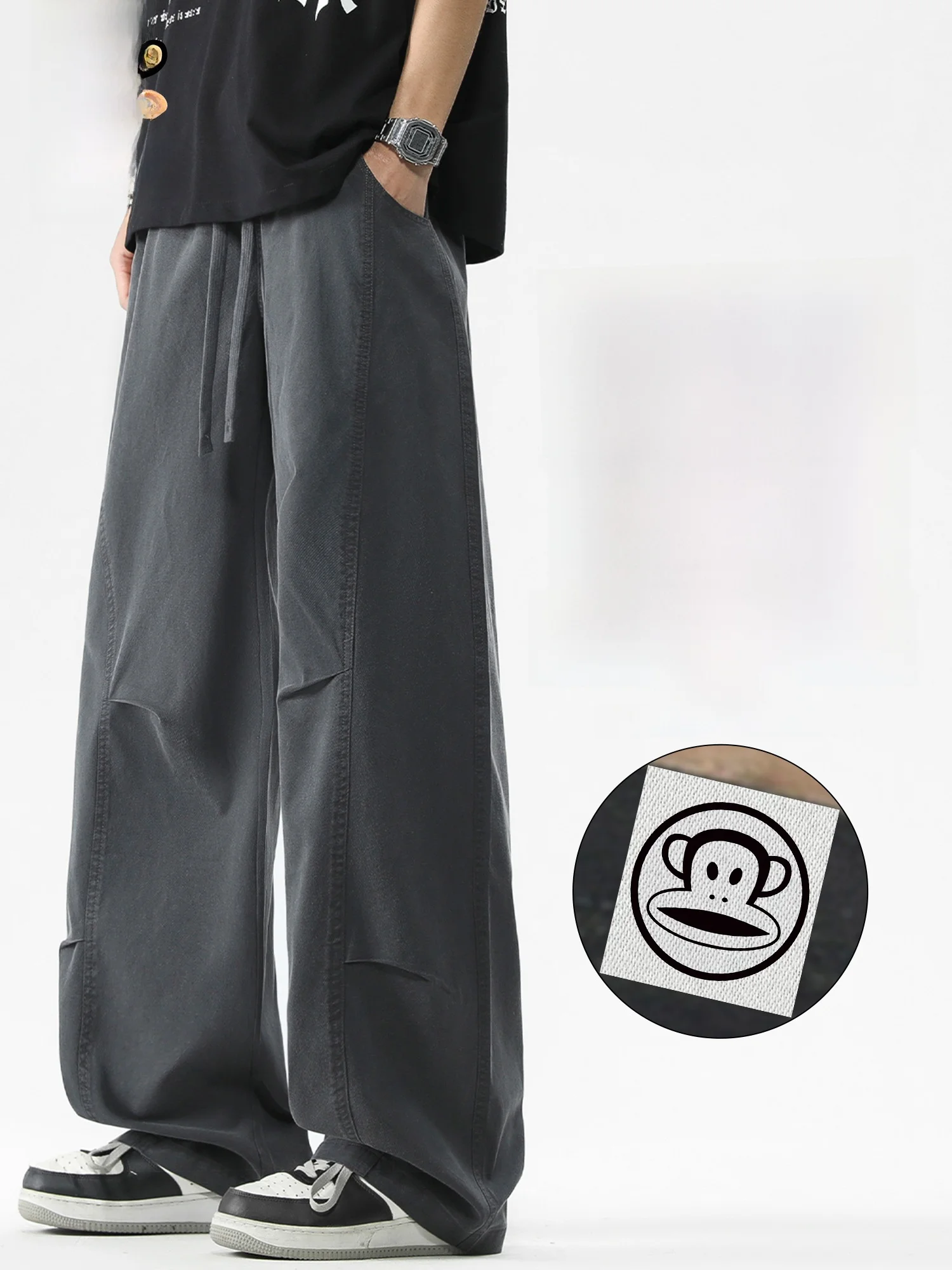 

PaulFrank Men's Summer Wide Leg Loose Fit Workwear Denim Jeans American Folded Cool Sensation Loose Long Pants