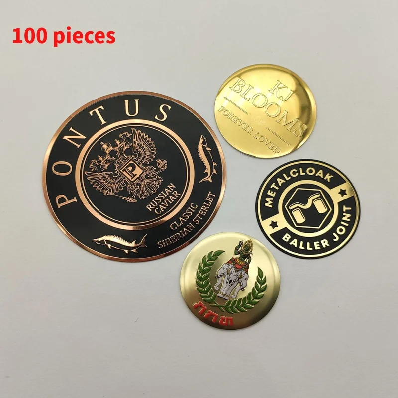 

10 0.Zhang.Custom.Round Shape Aluminium Metal Nameplate Debossed Logo Self Adhesive Decal Transfer Sticker Perfume Bottle Bo