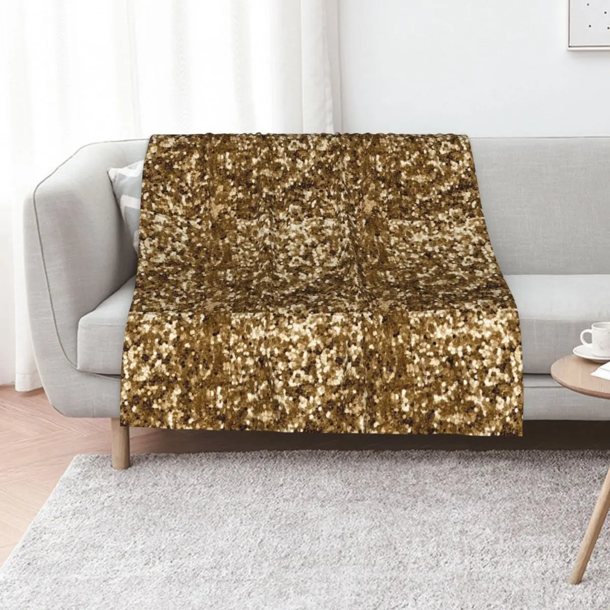 Glamorous Gold Throw Blanket warm for winter Flannels Flannel Fabric Large Bed Fashionable Soft Big Blankets