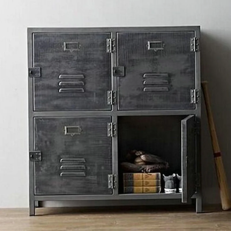 Wrought iron storage iron sheet loft book information file industrial style retro iron cabinet