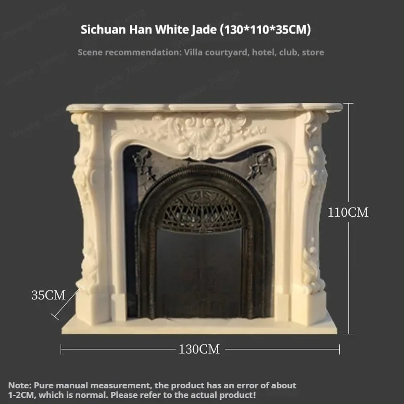Carrara marble fireplace-European carved white fireplace, French villa luxury heating decoration, custom light luxury ornaments