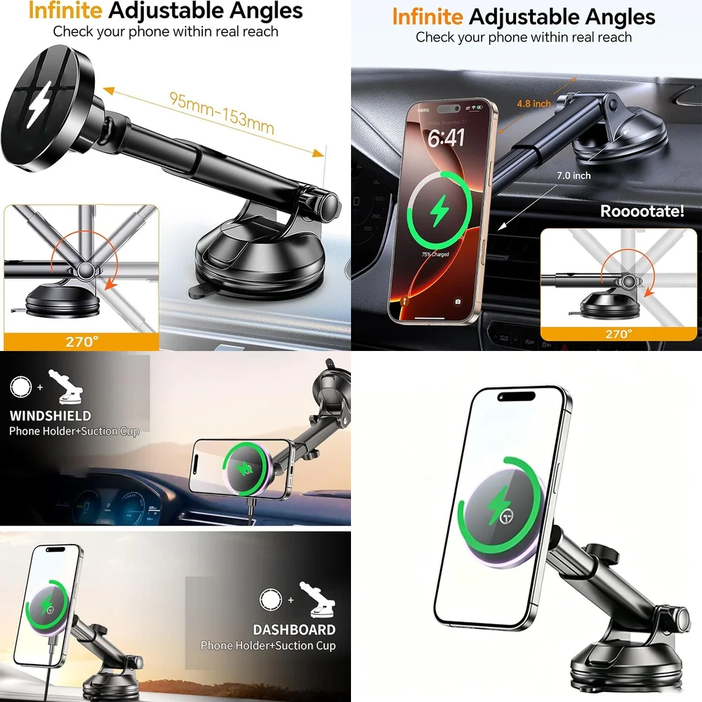 Trending Product Chargers Adapters Magnetic Wireless Car Charger Dashboard Car Phone Holder Consumer Electronics Accessories