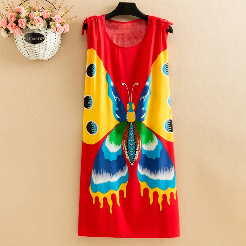 New Casual Fashion Summer Dresses For Women Short Sleeve O-Neck Print Dress Female Women Clothing