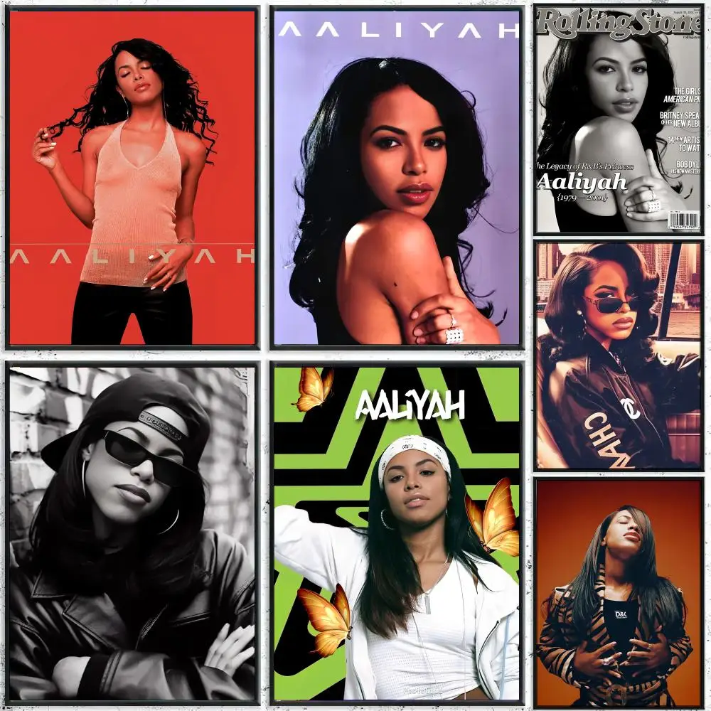 Singer A-Aaliyah Poster Perfect Sticker Self Adhesive for Office Home Theater Wall Art Decor Fancy Gift