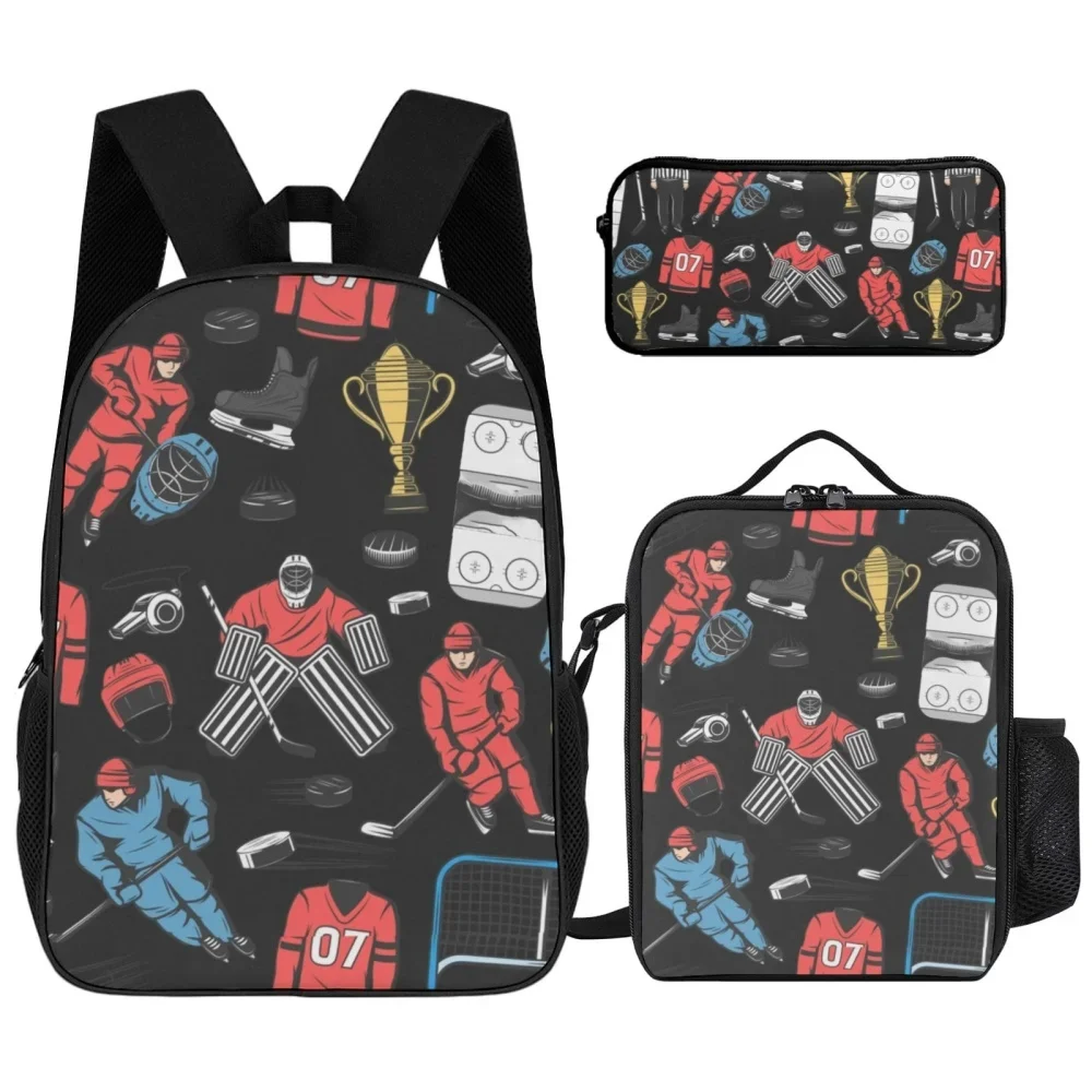 

16in cartoon printed backpack&lunch box&pencil case three piece set, lightweight material easy to wipe, suitable for school use