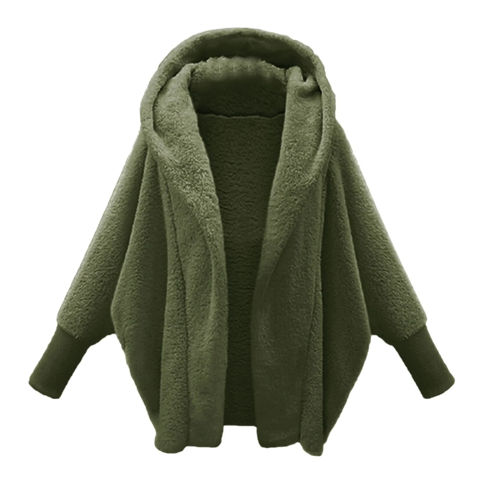 

Women Fleece Hooded Sweater Solid Lamb Cashmere Cardigan Jacket Coat Ladies Casual Plush Autumn Winter Long Sleeve Cotton Tops