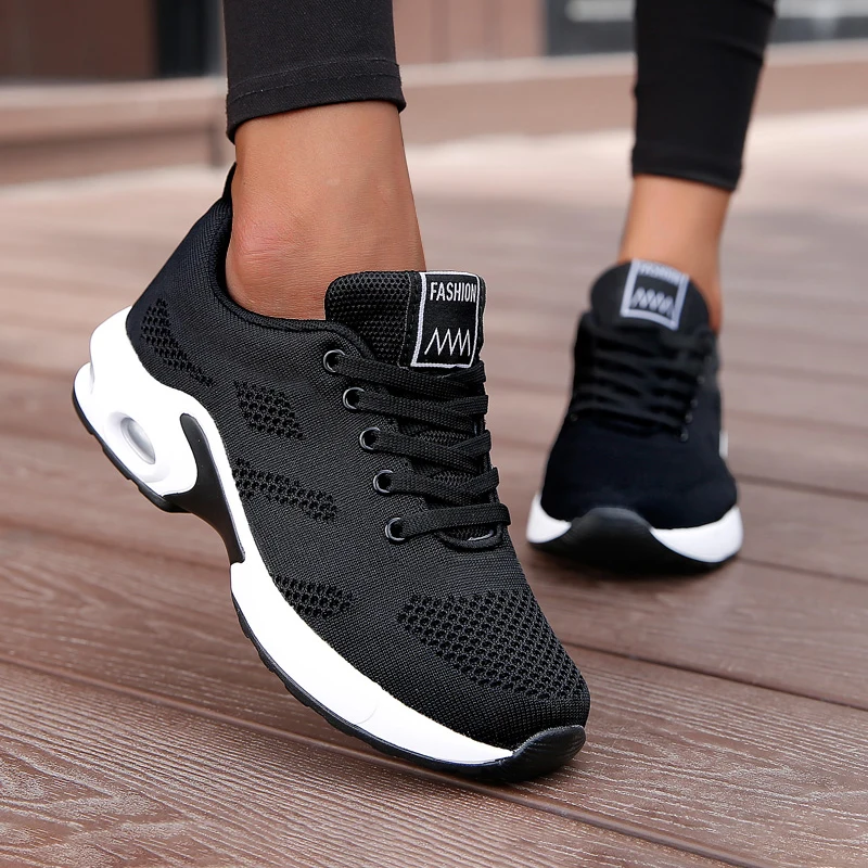 Women Casual Shoes Breathable Walking Mesh Flat Shoes Platform Sneakers Women Tenis Gym Vulcanized Shoes White Female Footwear