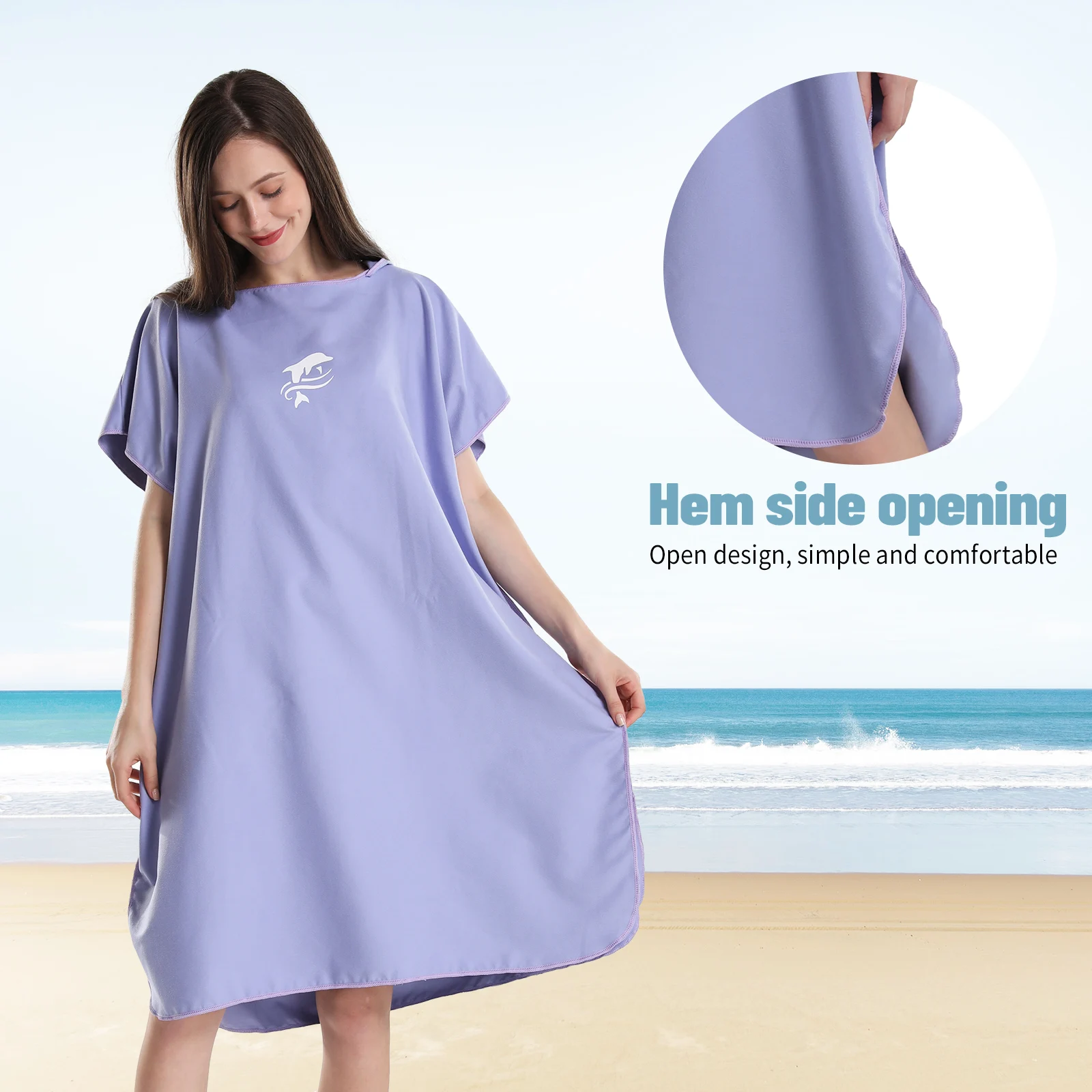 Mutao Unisex Surf Poncho Robe Handtuch, Mikrofaser Bademantel Ponchos Surfer Robe zum Surfen Schwimmen Tauchen Strand – Detail 7