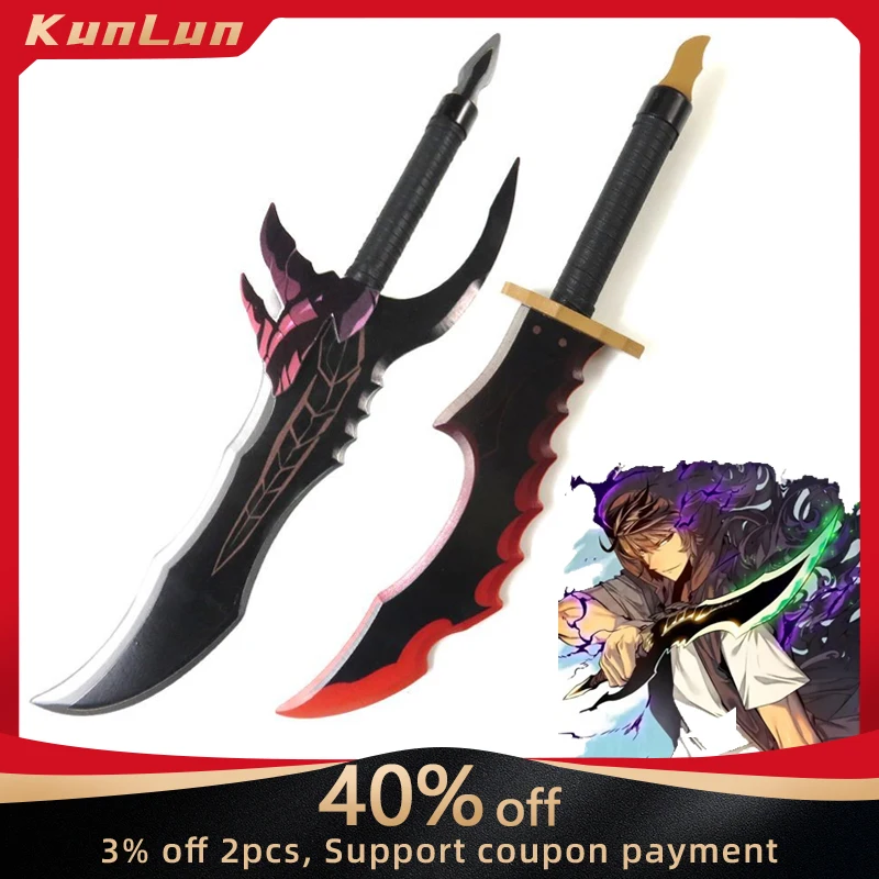 

Anime Solo Leveling Cospaly Prop 52cm Knight Slayer 58cm Poison Fang Wooden Sword Sung Jin-woo Weapon Cos Ornaments Toys Boys