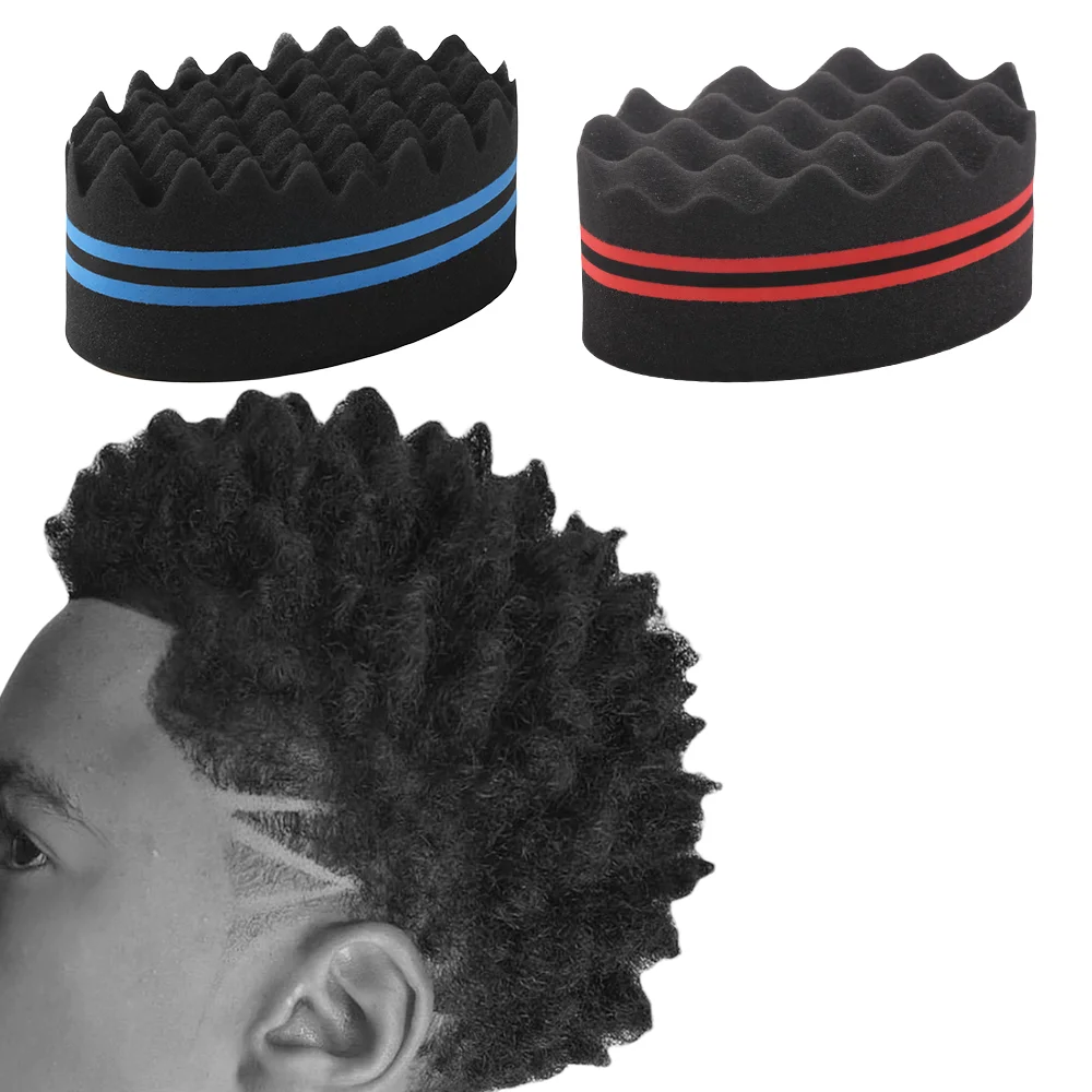 Wave Brush for Natural Hair, Reusable Soft Foam Afro Sponge with Elastic Band, Easy 360 Waves & Curly Hair Styling