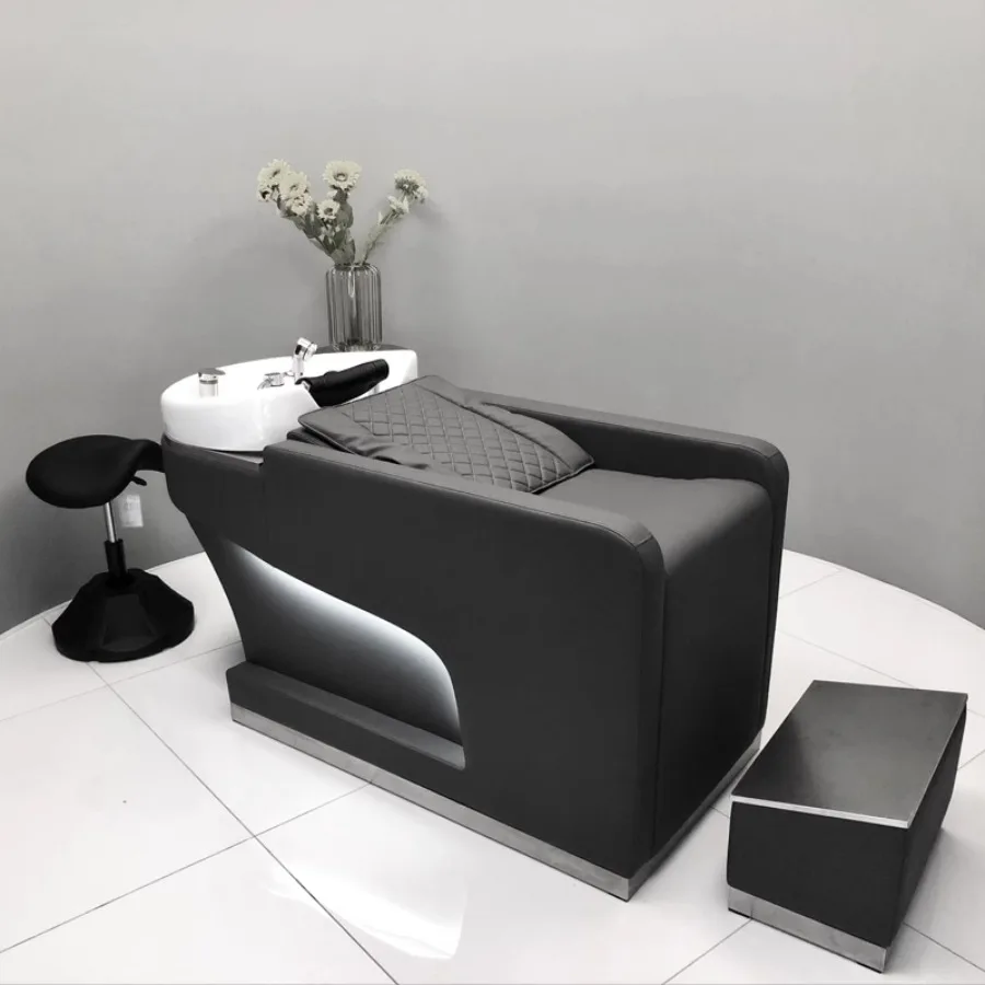 

Head Massager Shampoo Chair Wash Hair Salon Stylist Luxury Shampoo Chair Basin Sink Reclining Relaxing Mobile Cadeira Furniture