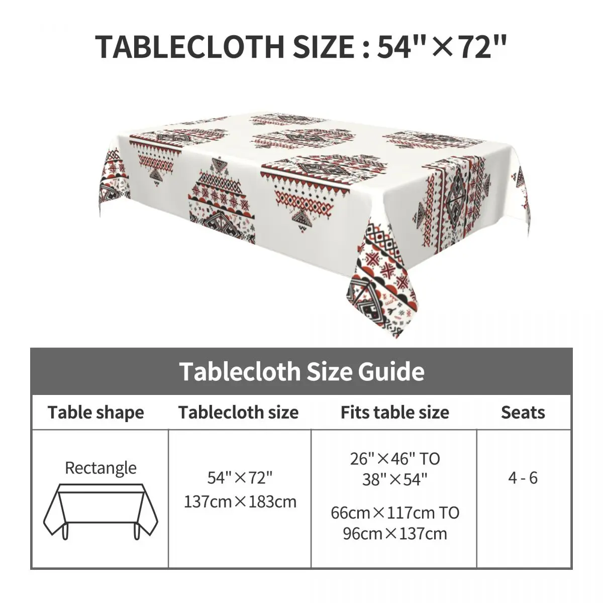 Rectangular Waterproof Kabyle Amazigh Pattern Table Cover Berber Art Symbol Table Cloth Backing Edge Tablecloth for Picnic