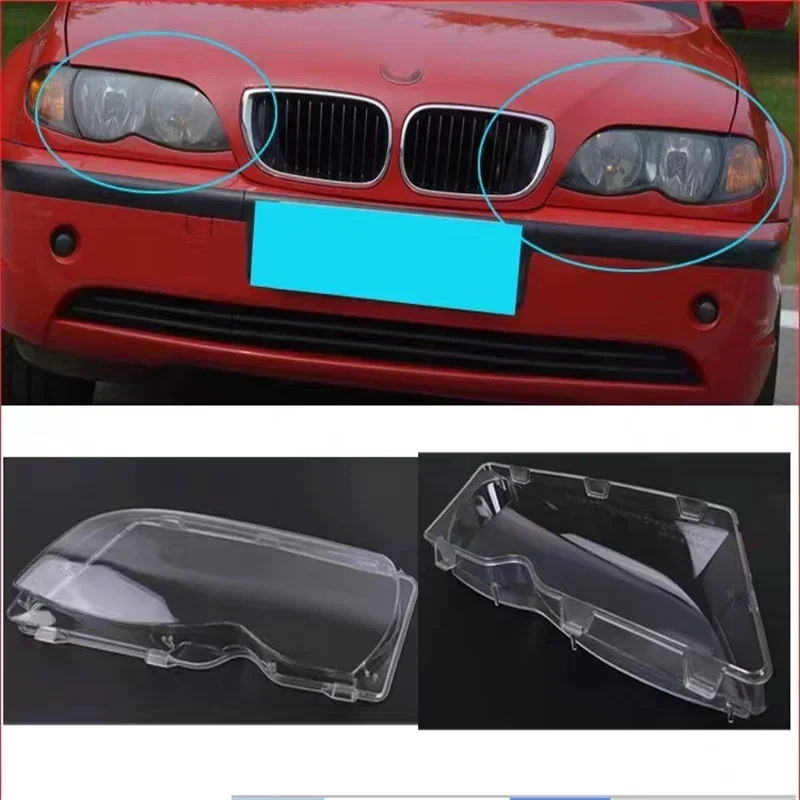 

HTTCCY For BMW E46 3-series 4 Door 2002-2005 Headlight Cover Lens Shell Lampcover Lampshade Headlamp