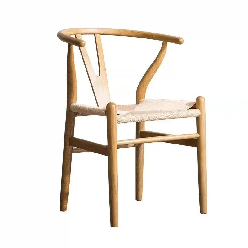 

Nordic Solid Wood Rattan Woven Dining Chair Home Homestay Tea Room Backrest Modern Creative Armchair dining chair furniture