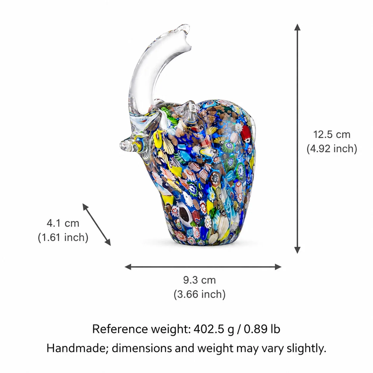 Handmade glazed elephant ornaments with ten thousand flowers colorful glass animal decorations home desktop creative gifts