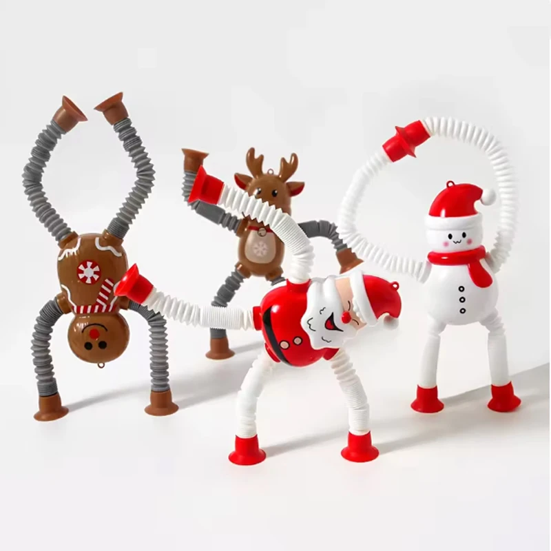 1/4 шт. поп-трубки на присоске, игрушки Санта-Клауса, снятие стресса, телескопические сенсорные игрушки, интересный подарок для детей, мальчиков и девочек