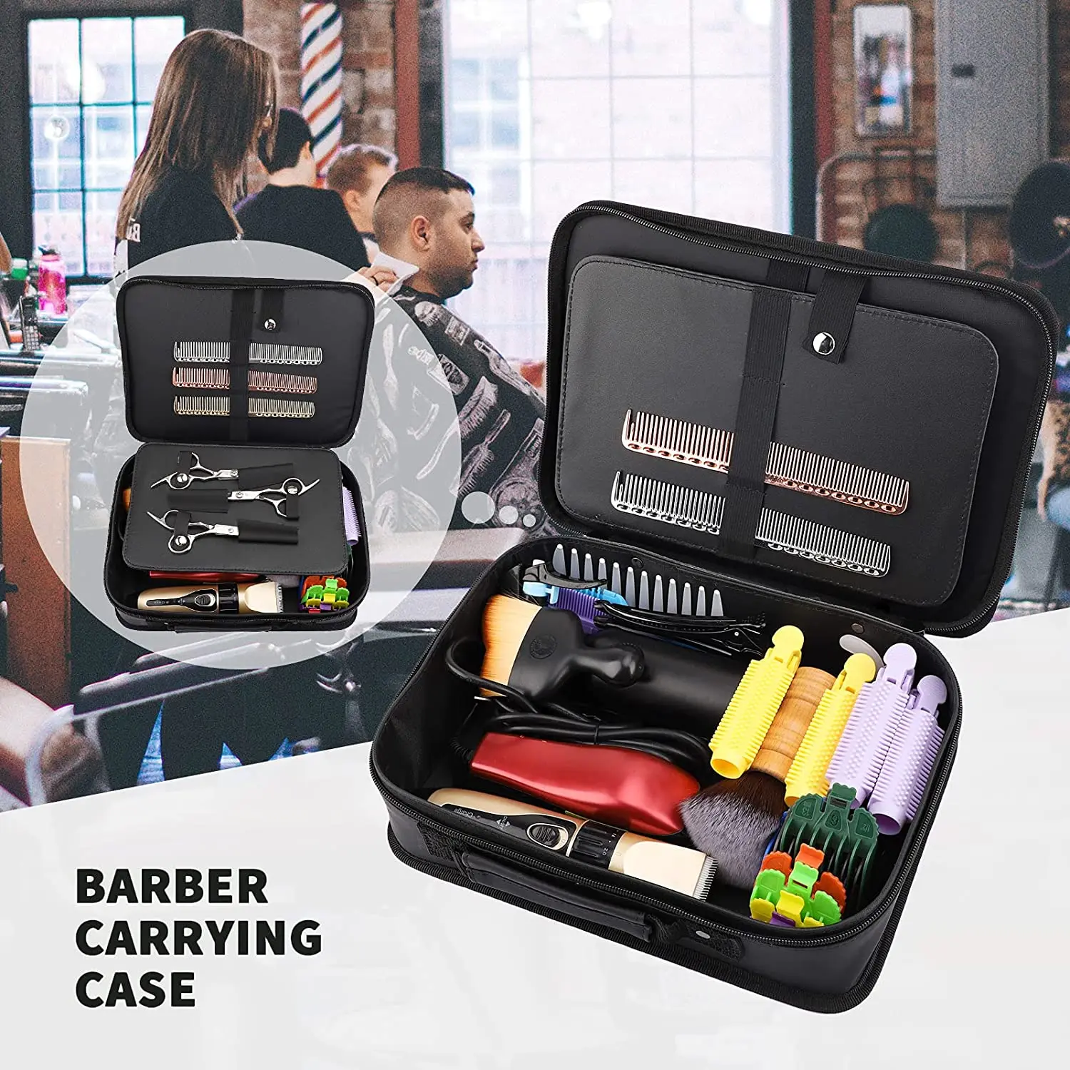 Friseur Werkzeuge Lagerung Tasche Haarschnitt Schere Koffer Multifunktions Organizer Clipper Kämme Große Kapazität Fall Styling Werkzeuge – Detail 34