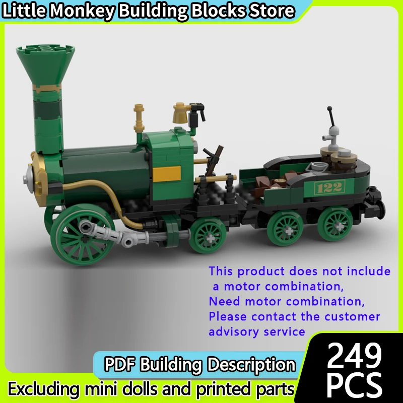

City Car Model MOC Building Bricks Railway 0-2-2 Steam Locomotive Modular Technology Children Holiday Gifts Assemble Toys Suit