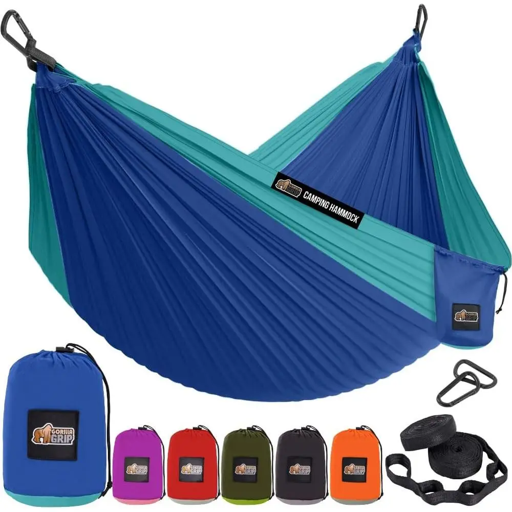 Rugged Outdoor Hammock with Strong Tree Straps, Portable Swing Chair for Travel, Ideal for Backpacking and Hiking, Single, Blue