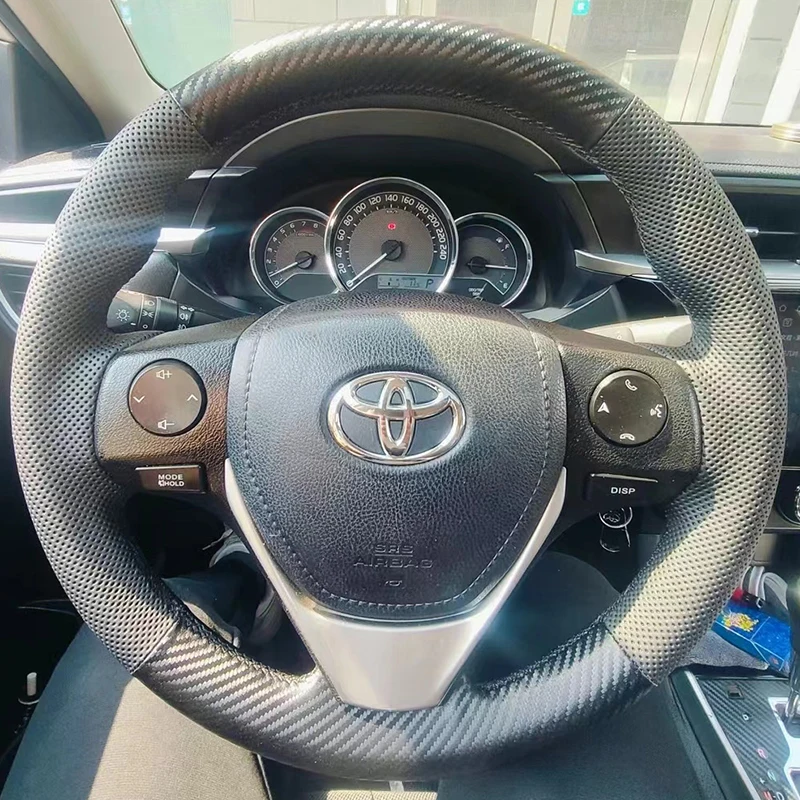 

Hand-sewn Car Steering Wheel Cover for Toyota EZ RAV4 2013-2019 Corolla 2013-2017 iM Scion Auris Genuine Leather Car Accessories