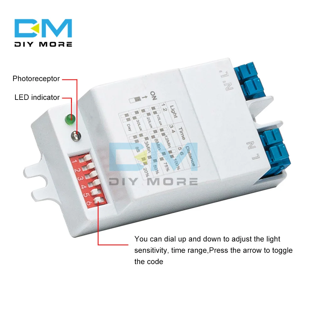 AC 220-240V 5.8GHz Microwave Radar Sensor Switch Body Motion Detector For LED Light Sensors Switches