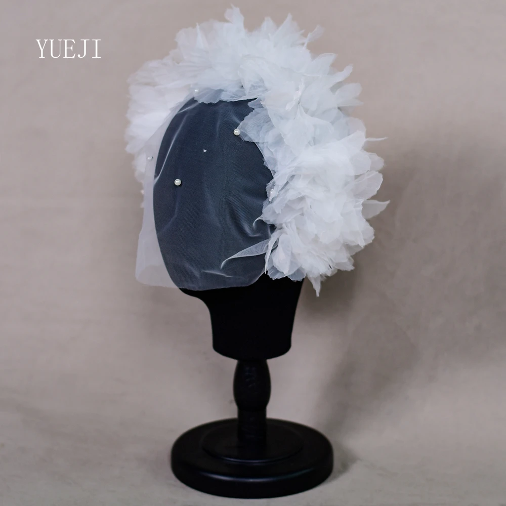 YUEJI-Voile Court à Fleurs 3D pour Patients, Accessoire de Mariage Blanc, sans Peigne, 2024, YJA21