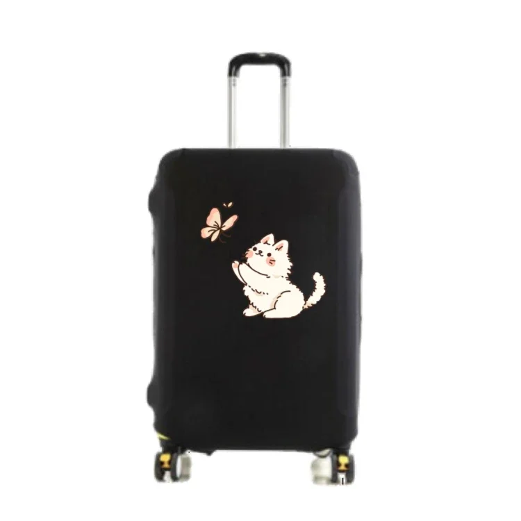 Cute Sleeping Cat On Book Floral Print Elastic Luggage Cover Anti‑Scratch Dustproof Stretch Suitcase Protector for 18‑32 Inch