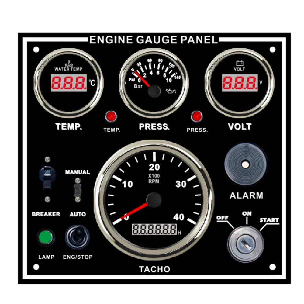 

Новейшая приборная панель с 4 датчиками и тахометром 4KRPM, температура воды. Масло вольтметр давления 220*200 мм для лодочного автомобиля 12В 24В