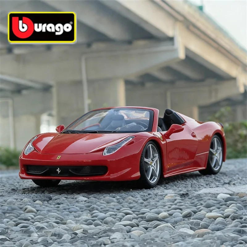 

Модель спортивного автомобиля Bburago 1:24 Ferrari 458 Spider, литая под давлением, металлическая, гоночная, коллекционная, имитационная, подарок для детей