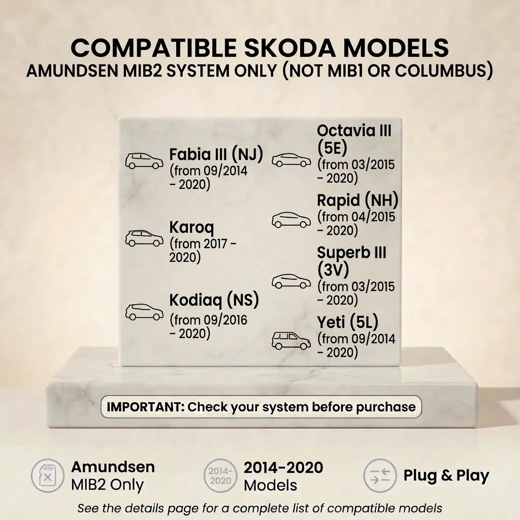Nav Map SD Card 5L0051236EQ Replaces Multiple Old Versions Check Part‑Number Compatible with Skoda Amundsen MIB2 Discover Media2