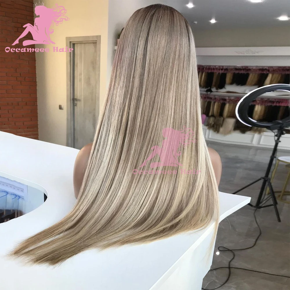 Virgin Brazilian Highlight Human Hair Lace Front Wig Full Lace Wigs Brown Mix Blonde Preplucked 13x6 Lace Frontal Wig Straight