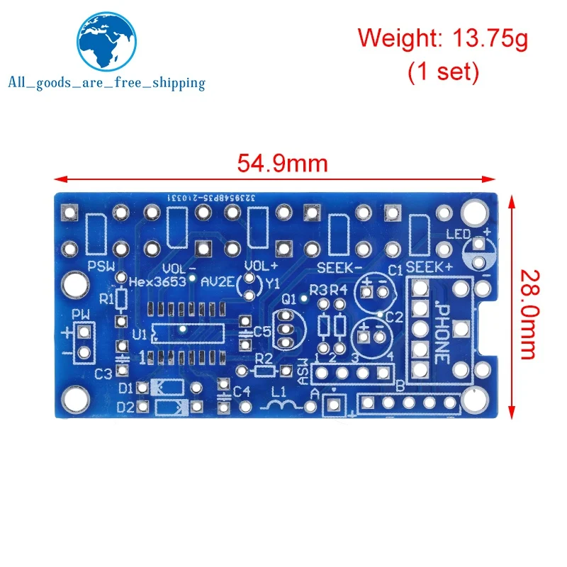 TZT 1/2PCS DIY Electronic Kits Wireless Stereo FM Radio Receiver Module  76MHz-108MHz DC 1.8V-3.6V image 6
