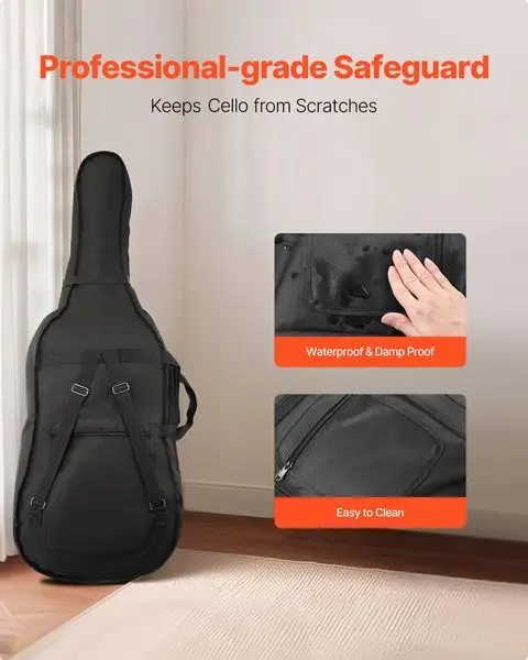 Portable Composite Carbon Fiber 4/4 Full Size Violin Case Black Carrying Bag