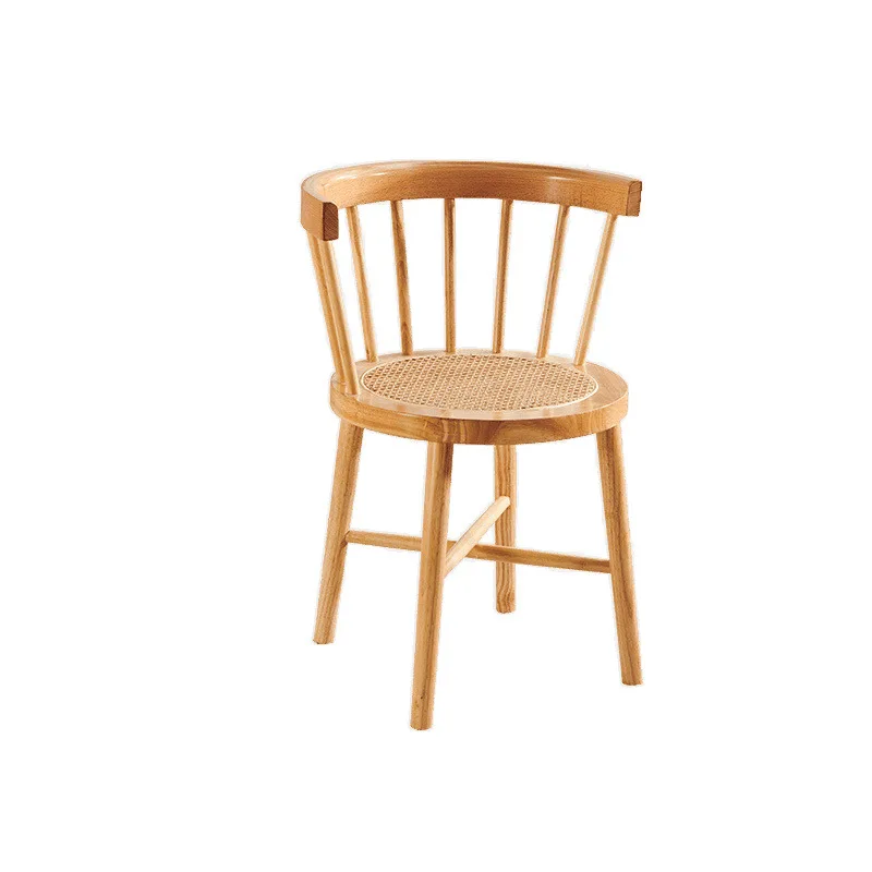 

Nordic solid wood leisure chair, rattan restaurant milk tea shop study princess chair