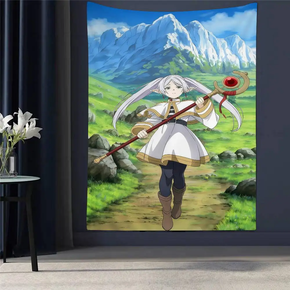 

F-Frieren Anime Printed Large Wall Tapestry Indian Buddha Wall Decoration Witchcraft Bohemian Hippie Wall Art Decor