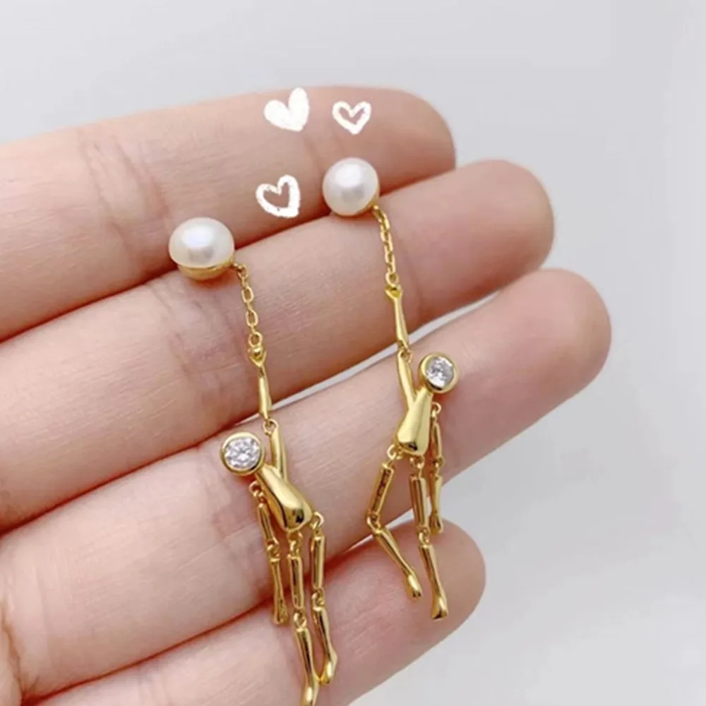 

Pearl earrings S925 silver puppet human earrings long earrings South Sea Pearl AAA 6-7mm 7-8mm 8-9mm