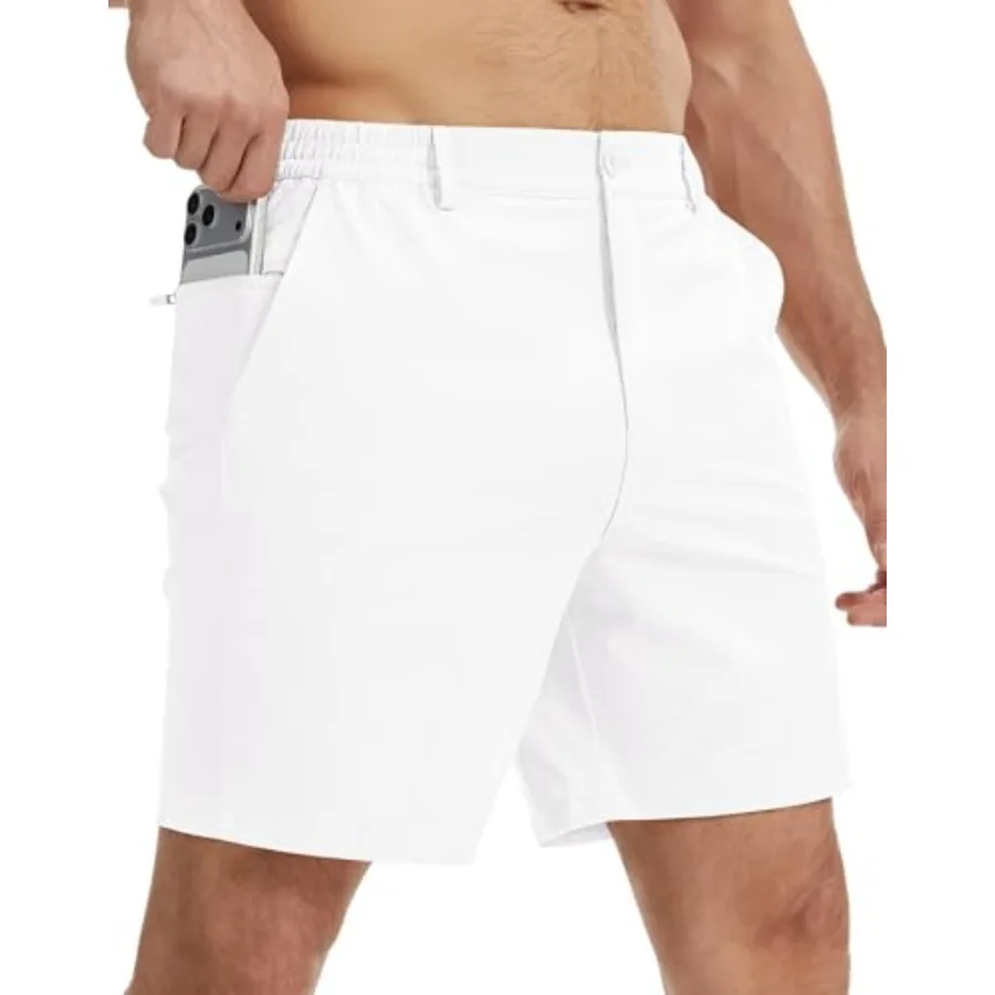 

Мужские легкие повседневные шорты для гольфа QPNGRP с внутренней длиной штанин 7 дюймов, быстросохнущие, эластичные, с 3 карманами
