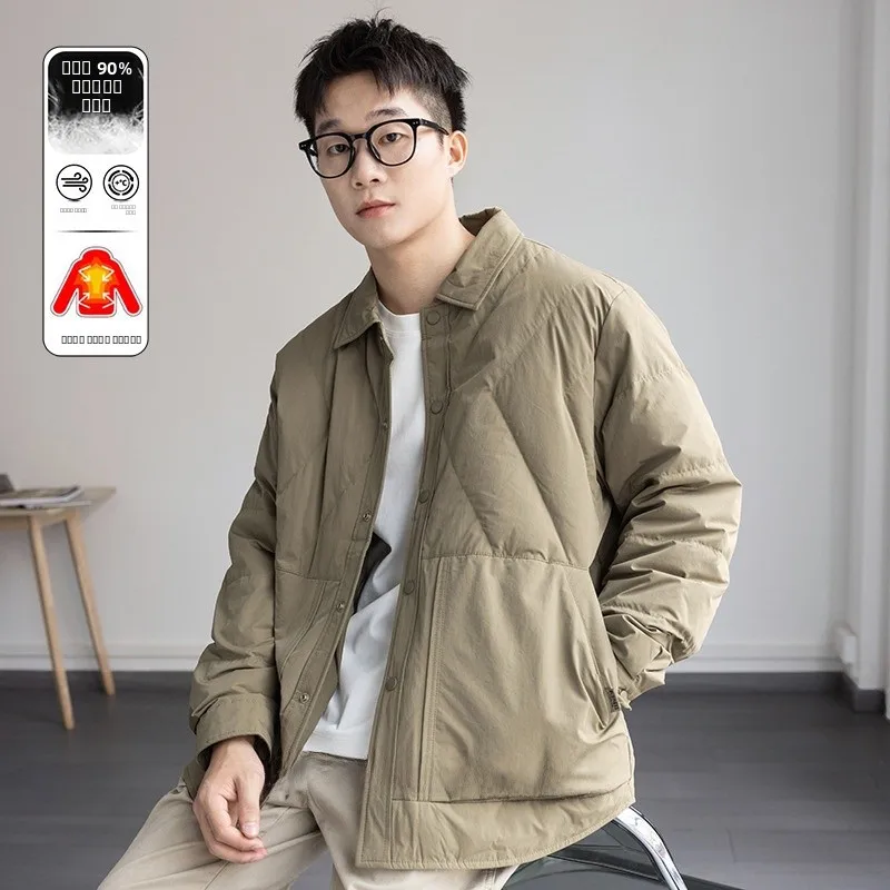 

American Sle Lightweight Casual Men's down Jaet Warmth Ci Leisure Polyester Fiber 3D Stereo Design White Du Feather