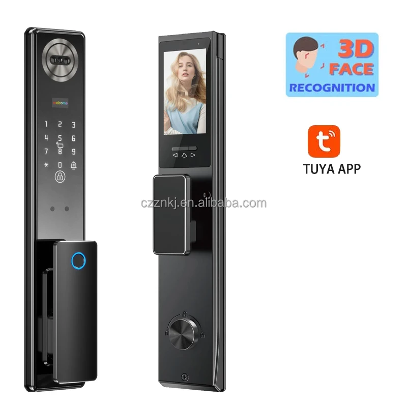 Smart Keyless Door Lock Push Pull Feature Waterproof Aluminum Fingerprint Biometric Home for  Tuya Smart Wifi Cloud
