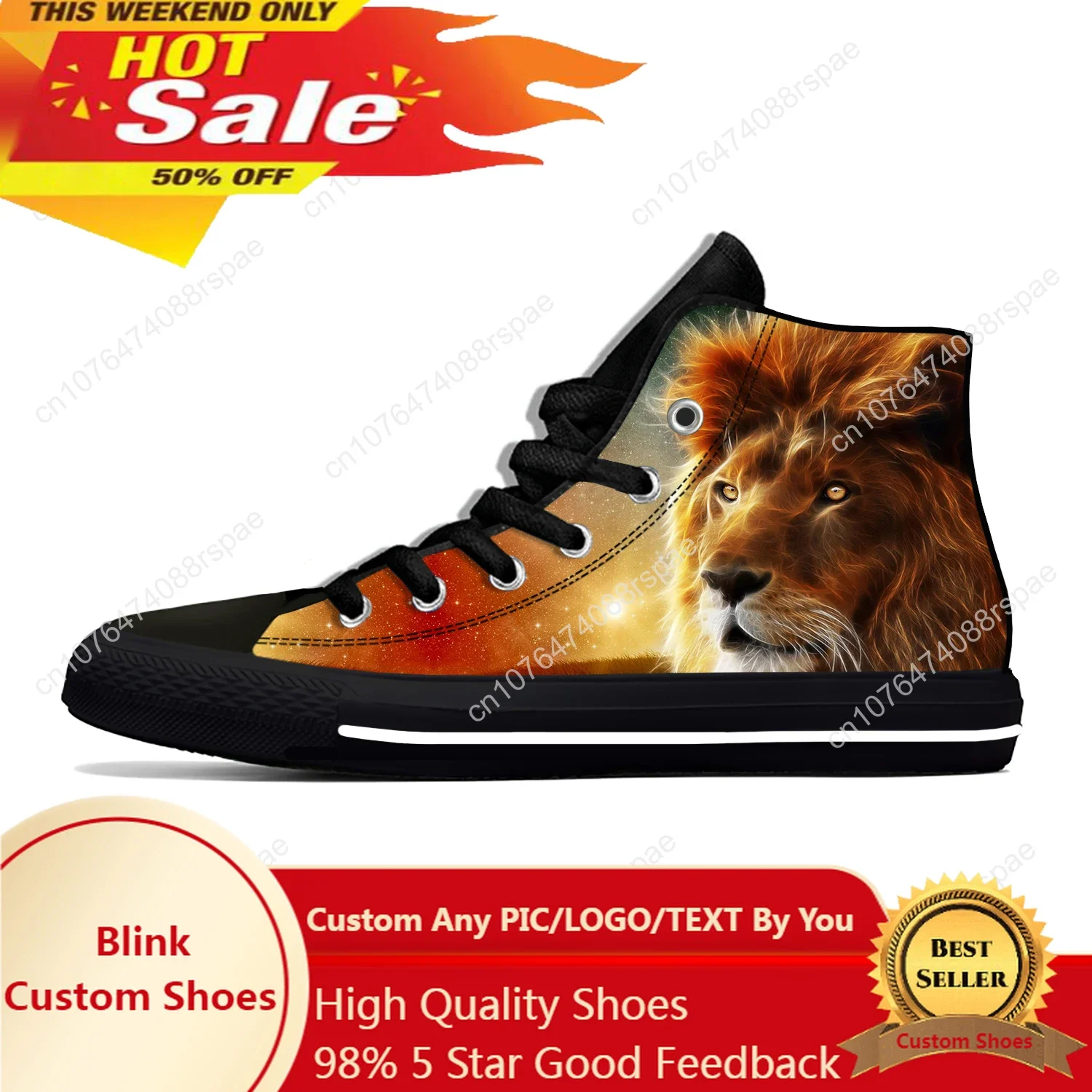 

Hot Epic Lion 3D Animal Fashion Cool Funny Aesthetic Casual Shoes Breathable Men Women Sneakers High Top Lightweight Board Shoes