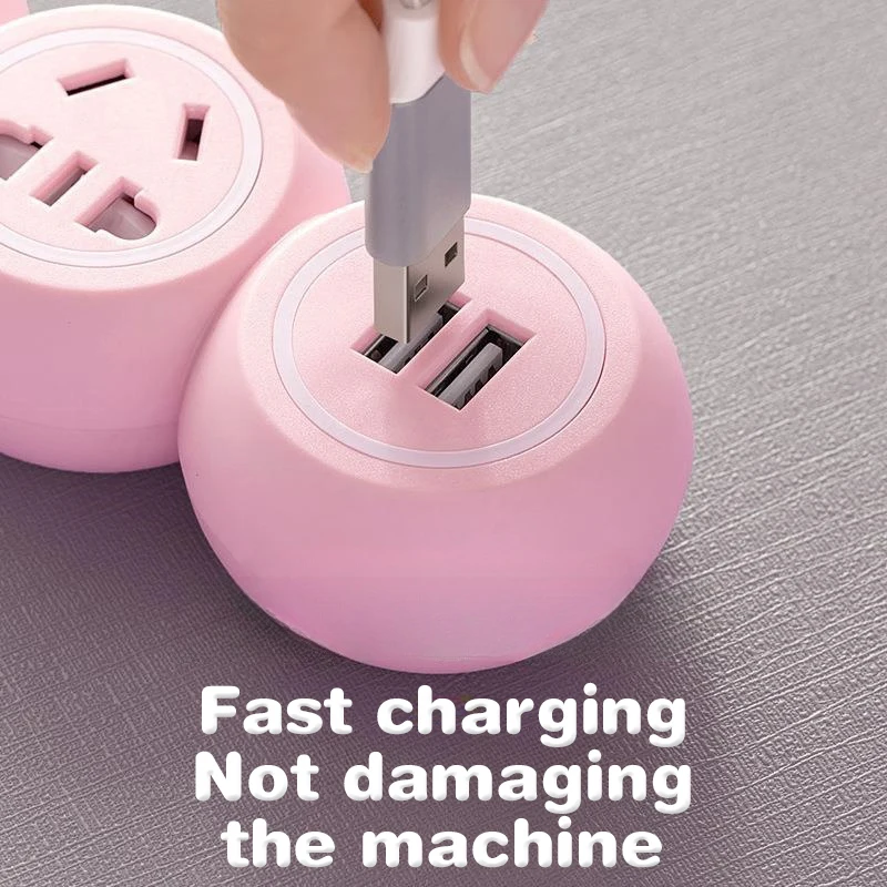 Usb Power Strip, Multi-hole And Multi-port Plug, Student Dormitory Home Pink Cute Socket With Cable Power Strip Power Converter