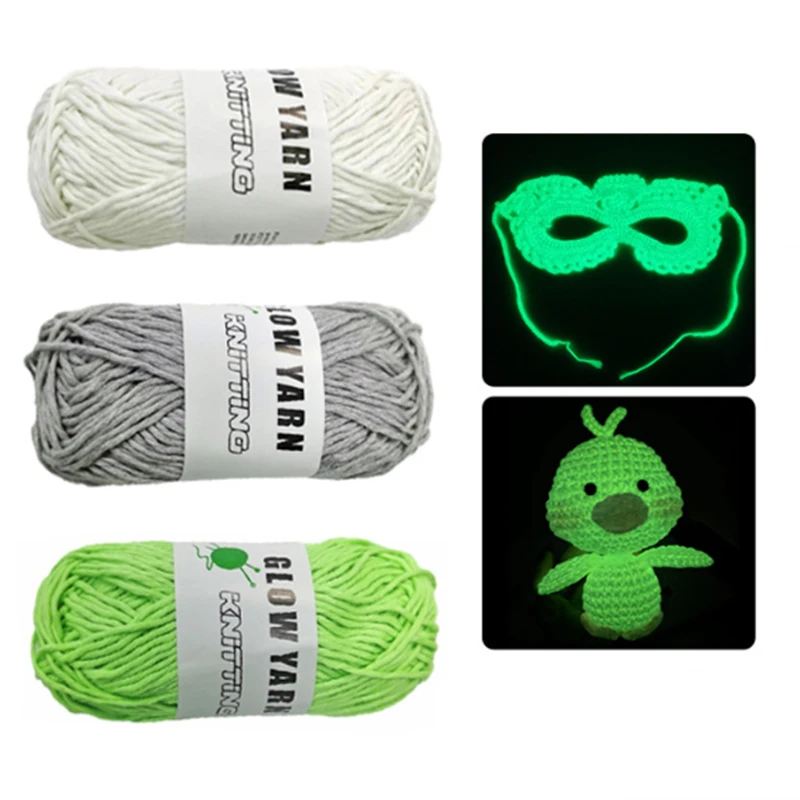 1pc Novel Functional Yarn Glow in the Dark Polyester Luminous Yarn 2mm for Knitting Sweater Hat Glowing Yarn