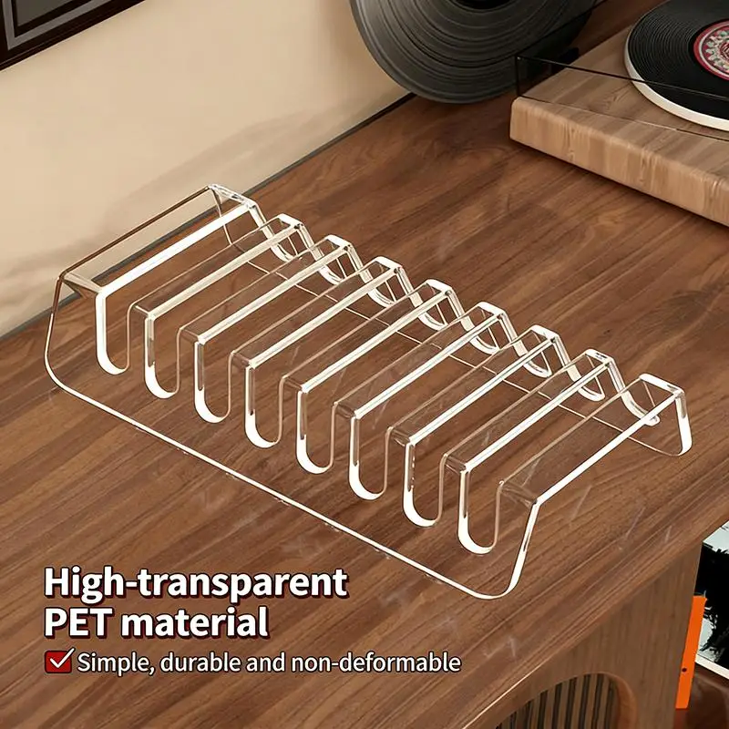 2PCS 6/8Grid Clear Acrylic CD Display Shelf Multifunctional CD Display Organizer For Vinyl Records Cassette Tapes Desktop Storag image 4