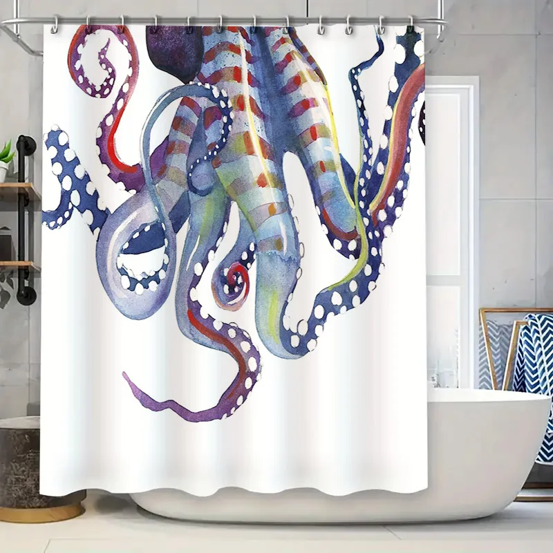 

Ocean Waves Shower Curtain Blue Sea Life Bathroom Decor Beach Theme Waterproof Fabric Coastal Vibes Home Decor Nautical Shower C