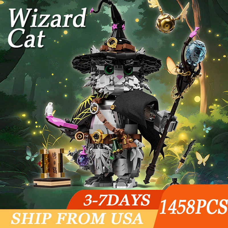 

1458 шт., волшебные животные, волшебник, кошка, строительные блоки, наборы игрушек, настольные украшения, MOC, кирпичи, модель для детей и взрослых, подарки на день рождения и праздник