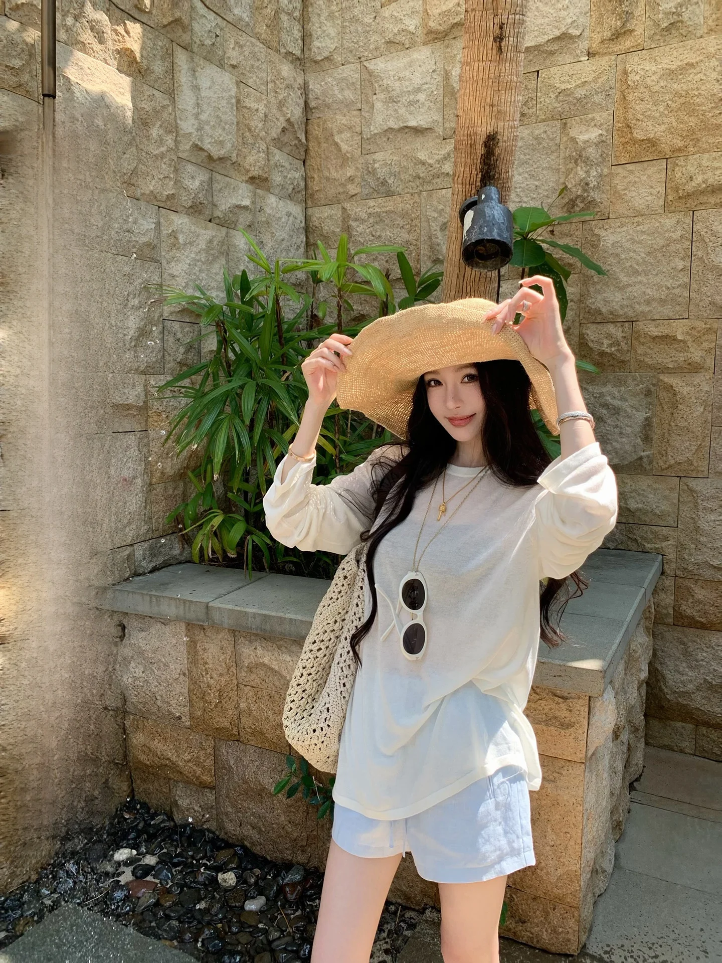 

Футболка Fbb Limit из льняной смеси, вязаная, свободного кроя, для многослойных образов, повседневный стиль, с длинным рукавом, круглым вырезом, влагоотводящая